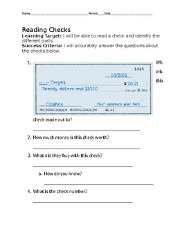 Reading Checks Worksheet By Craig Decker Teachers Pay Teachers