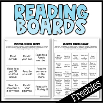 Preview of Reading Choice Board Homework