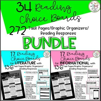 Preview of Reading Choice Boards for Literature and Informational BUNDLE | Digital