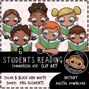 Back To School Reading Kids Clip Art Commercial Use Png Clipart For Sellers