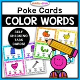 Color Words | Poke Cards | Self-Checking Task Cards | Pres