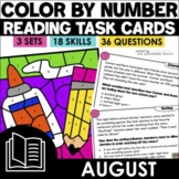 August Reading Comprehension Task Cards - Color by Number 
