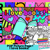 Reading Coloring Page | I Love Books Pop Art Coloring Acti