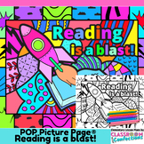 Reading Coloring Page | Reading is a Blast Pop Art Colorin