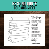 Reading Coloring Page with Book Quote | Printable Art Activity