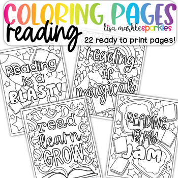 Preview of Reading Coloring Pages - Library Books Coloring Sheets Posters