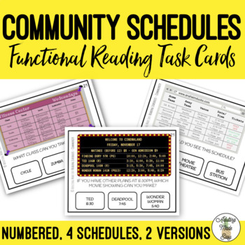 Preview of Reading Community Schedules Task Cards