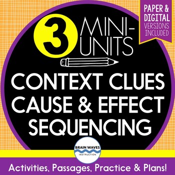 Preview of Reading Skills Bundle - Cause & Effect, Context Clues, Sequencing (Google Docs)