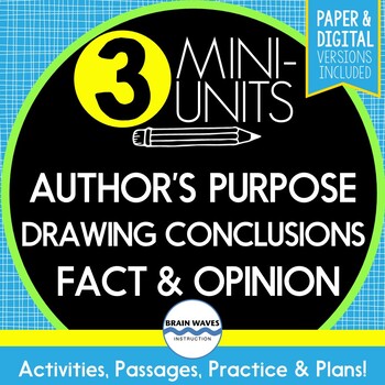 Preview of Reading Skills - Conclusions, Facts & Opinions, Author's Purpose (Google Option)