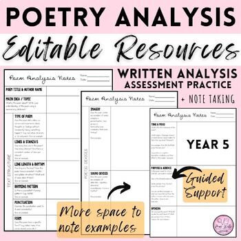 Preview of Reading Comp & Writing Analysis C2C Poetry Unit Assessment + Digital Worksheets