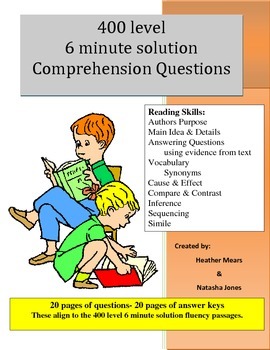 Preview of Reading Comprehension 400 level 6 minute solution questions