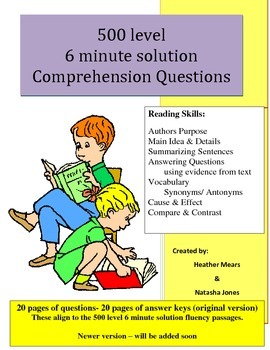 Preview of Reading Comprehension 500 level intermediate 6 minute solution questions