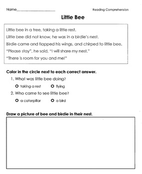 Preview of Reading Comprehension Activity Page