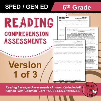 Preview of Reading Comprehension Assessments (6th) Version 1