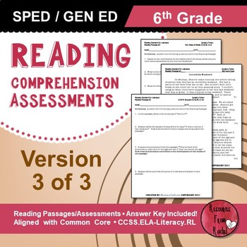 Preview of Reading Comprehension Assessments (6th) Version 3