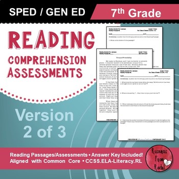 Preview of Reading Comprehension Assessments (7th) Version 2