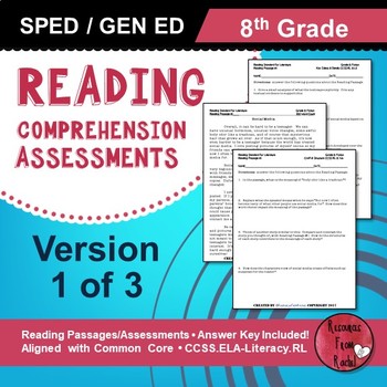 Preview of Reading Comprehension Assessments (8th) Version 1