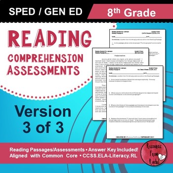 Preview of Reading Comprehension Assessments (8th) Version 3