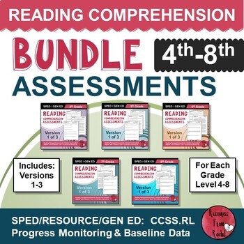 Preview of Reading Comprehension Assessments YEAR-LONG BUNDLE (4th-8th)