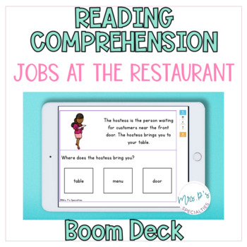 Preview of Reading Comprehension BOOM™️ Cards: Jobs At The Restaurant