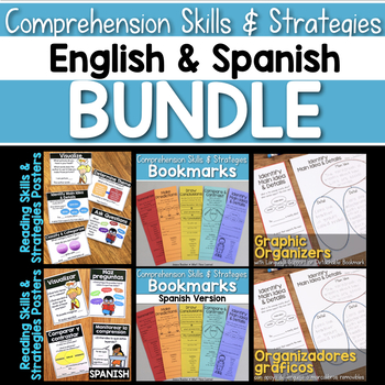 Preview of Reading Comprehension SPANISH & ENGLISH BUNDLE Skills & Strategies Sentence Stem