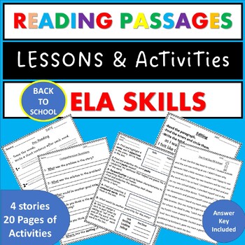 Preview of Reading Comprehension Back to School  ELA  Stories