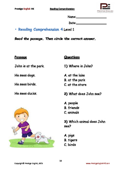 Reading Comprehension Book - Levels 1-12 - Full Book by Prestige English