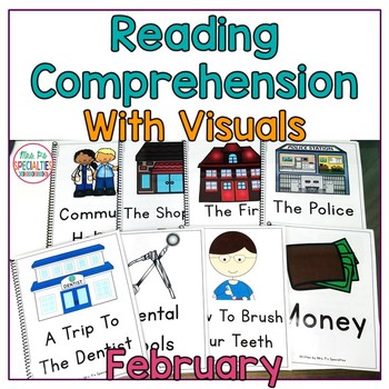 Preview of Reading Comprehension Books With Picture & Visual Choices February Set