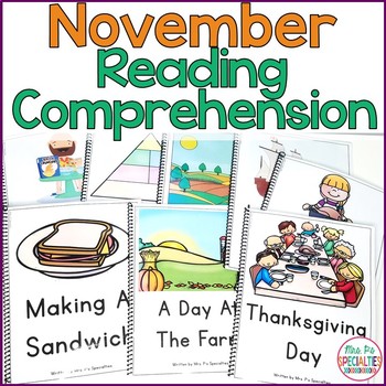 Preview of Reading Comprehension Books With Visual Choices November Set (Special Education)