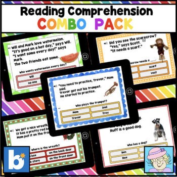 Preview of Reading Comprehension Boom™ Cards Beginning Reading 1st 2nd Grade BUNDLE