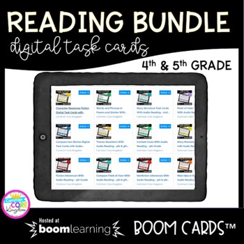 Preview of Reading Comprehension Boom Cards™ Digital Task Cards 4th & 5th Grade Bundle