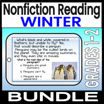 Preview of 2nd Grade Reading Comprehension Boom Cards Winter Bundle