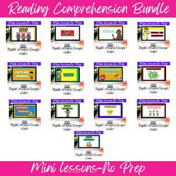 Preview of Reading Comprehension Bundle: Interactive Google Slides - Mini Lessons