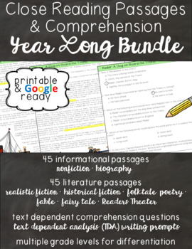 Preview of Reading Comprehension Bundle - Monthly Passages
