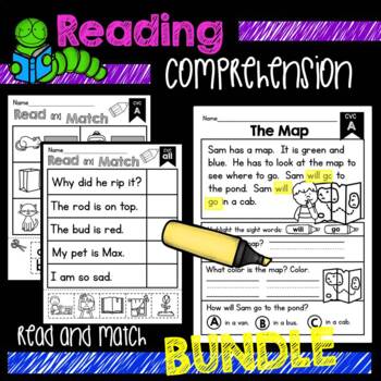 Preview of Reading Comprehension Bundle, Passages and Read and Match