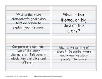 Reading Comprehension Cards by Jan Lindley | Teachers Pay Teachers