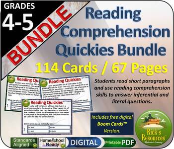 Preview of Reading Comprehension Activity Cards - Print and Digital Versions
