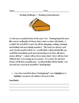 Preview of Reading Comprehension Challenges