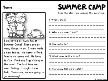 reading comprehension check summer passages by kaitlynn albani