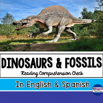 Preview of 3rd Grade Science Reading Passages in English & Spanish Dinosaurs and Fossils