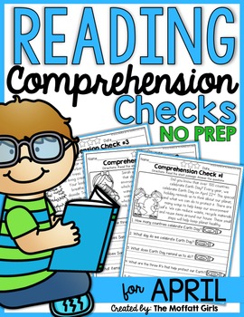 Preview of Reading Comprehension Checks for April (NO PREP)