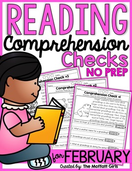 Preview of Reading Comprehension Checks for February (NO PREP) Valentine's Day