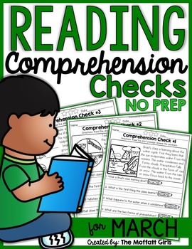 Preview of Reading Comprehension Checks for March (NO PREP)