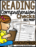 Reading Comprehension Checks for November (NO PREP) | Fall