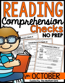 Preview of Reading Comprehension Checks for October (NO PREP) | Fall