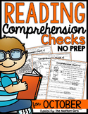 Reading Comprehension Checks for October (NO PREP) | Fall