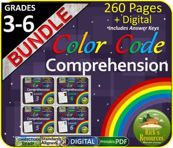 Preview of Science of Reading Comprehension Skills: Color-Coding Text Evidence - Grades 3-6