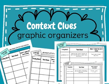 Preview of Reading Comprehension Context Clues Graphic Organizer Packet Vocabulary Chart