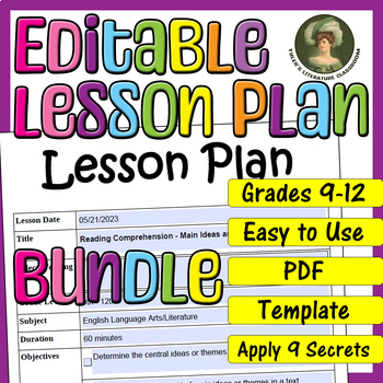 Preview of Reading Comprehension & Critical Thinking : Editable Lesson Plan for High School