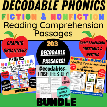 Preview of Reading Comprehension Decodable Passages - Fiction & Nonfiction w Phonics Skills